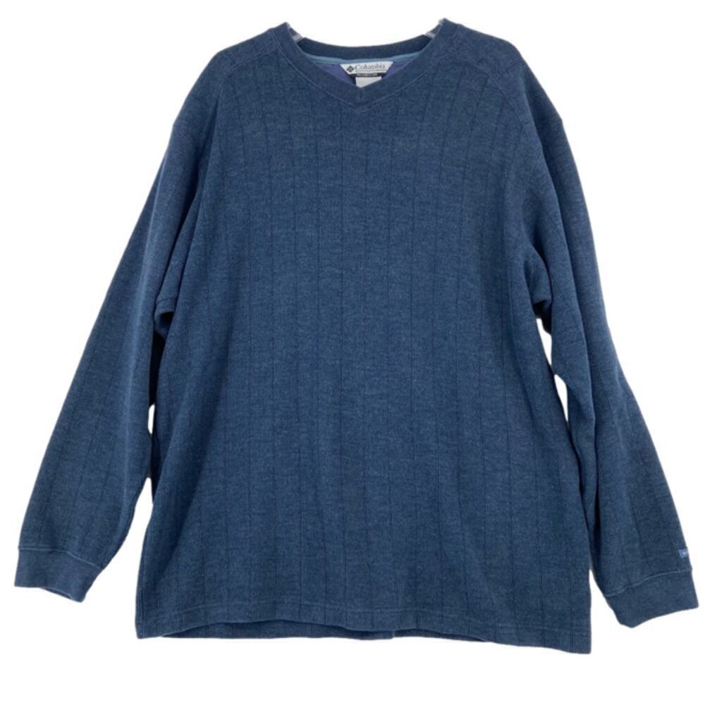 Columbia Pullover‎ Mens Size XL Blue Textured Knit Long Sleeve Shirt